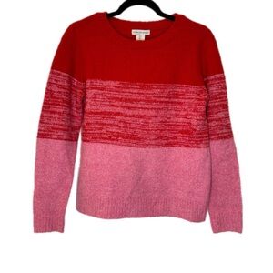 Women’s Small Red Pink Colorblock Sweater Cupcakes and Cashmere Knit Crewneck